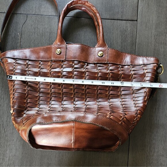 Patricia Nash Emiliano Woven Rust Brown Leather Tote Purse Crossbody Strap - Picture 10 of 14